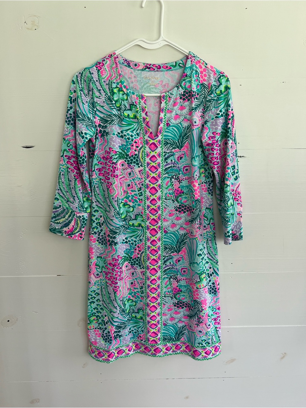Lilly Pulitzer Pink and Teal Printed Pullover dress